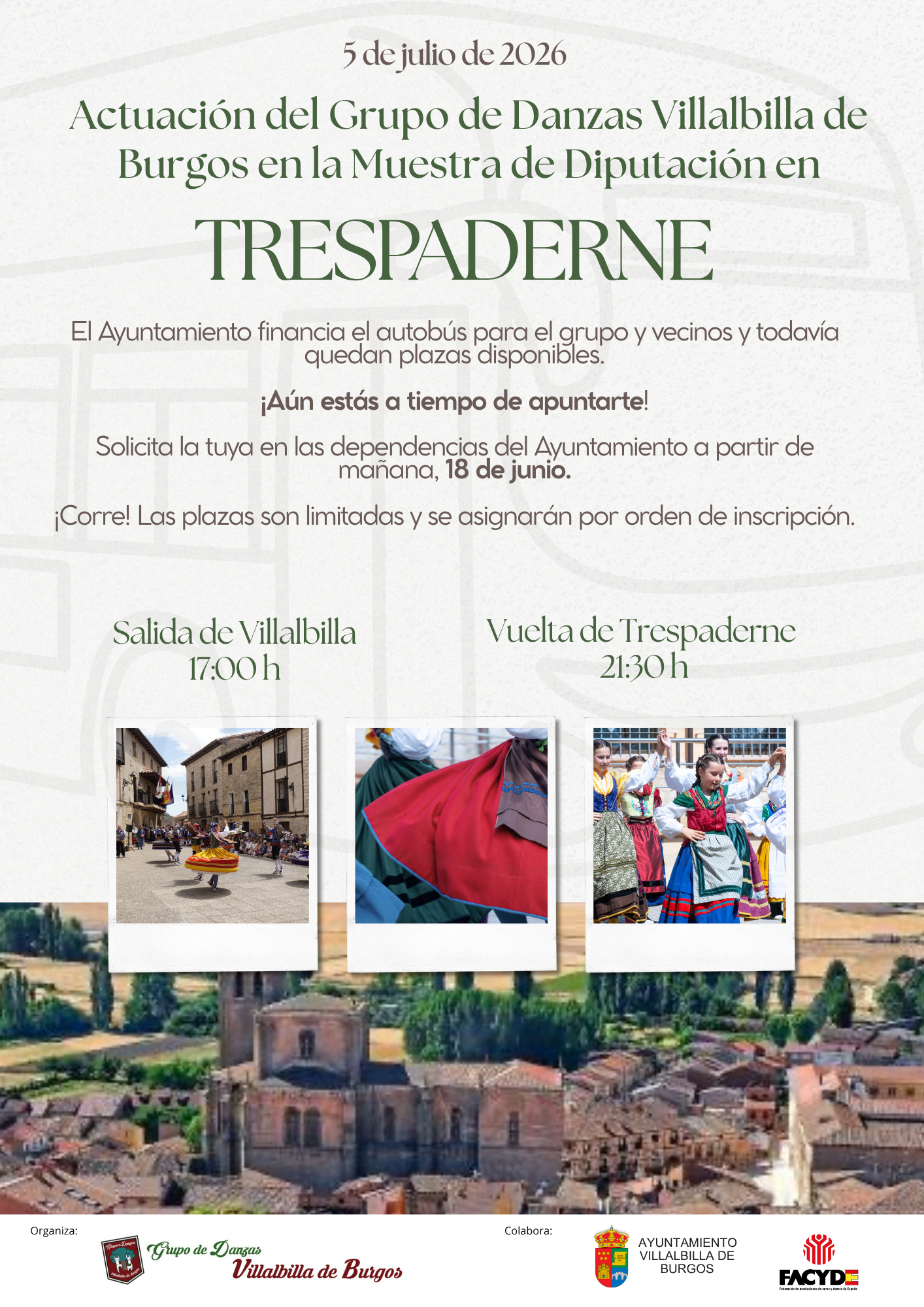 Actuación grupo "Danzas Villalbilla" en Trespaderne el 5 julio 2026
